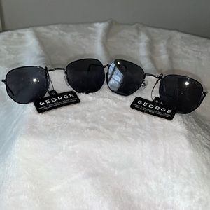 George Sunglasses - (2 Pair) Black and Black Impact & Scratch-Resistant Lenses